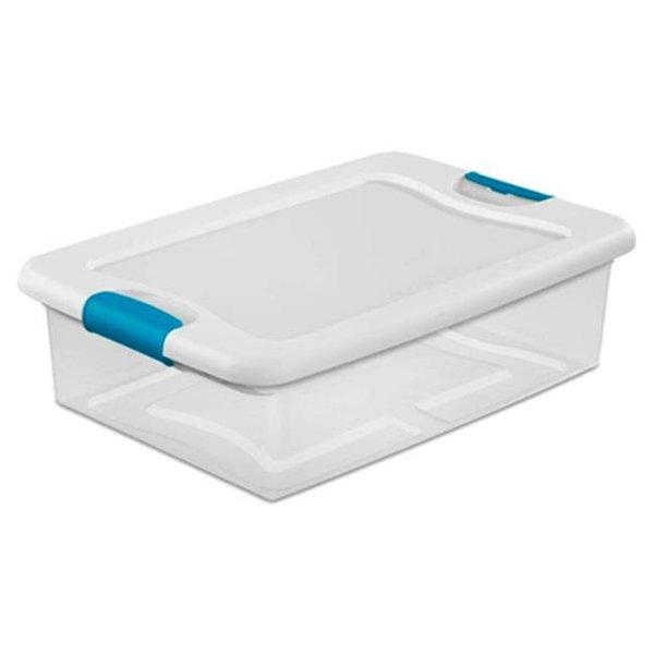 Sterilite Corporation Sterilite 501864 32 qt Latching Box with White Lid & Blue Latches 501864